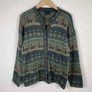 Arte Cusco Womens L 100% Alpaca Cardigan Sweater Made In Peru Button